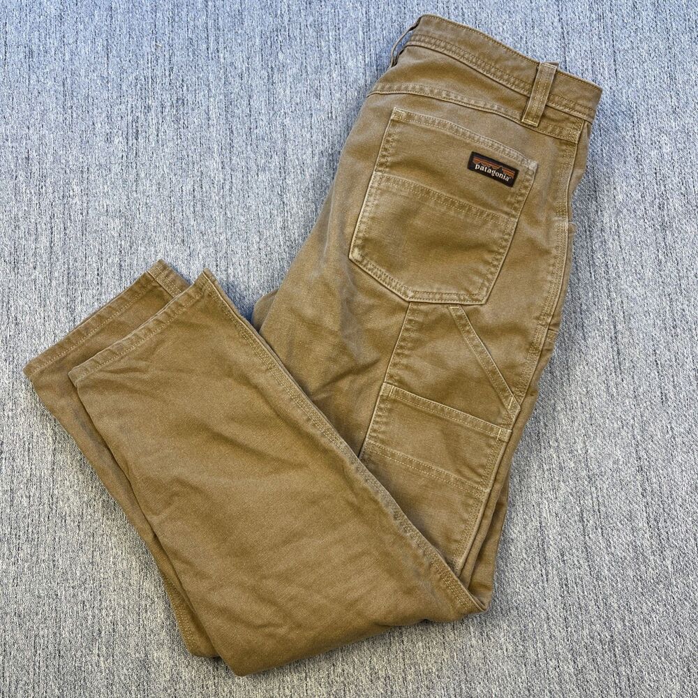 Patagonia Women's All Seasons Hemp Canvas Work Pants Tan Double Knee Size 10